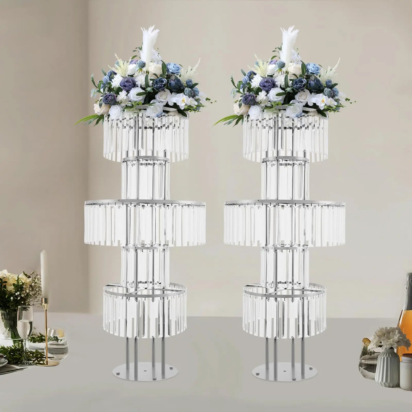 Bymaocar 5 Tier Crystal Vase Stand For Wedding Centerpieces