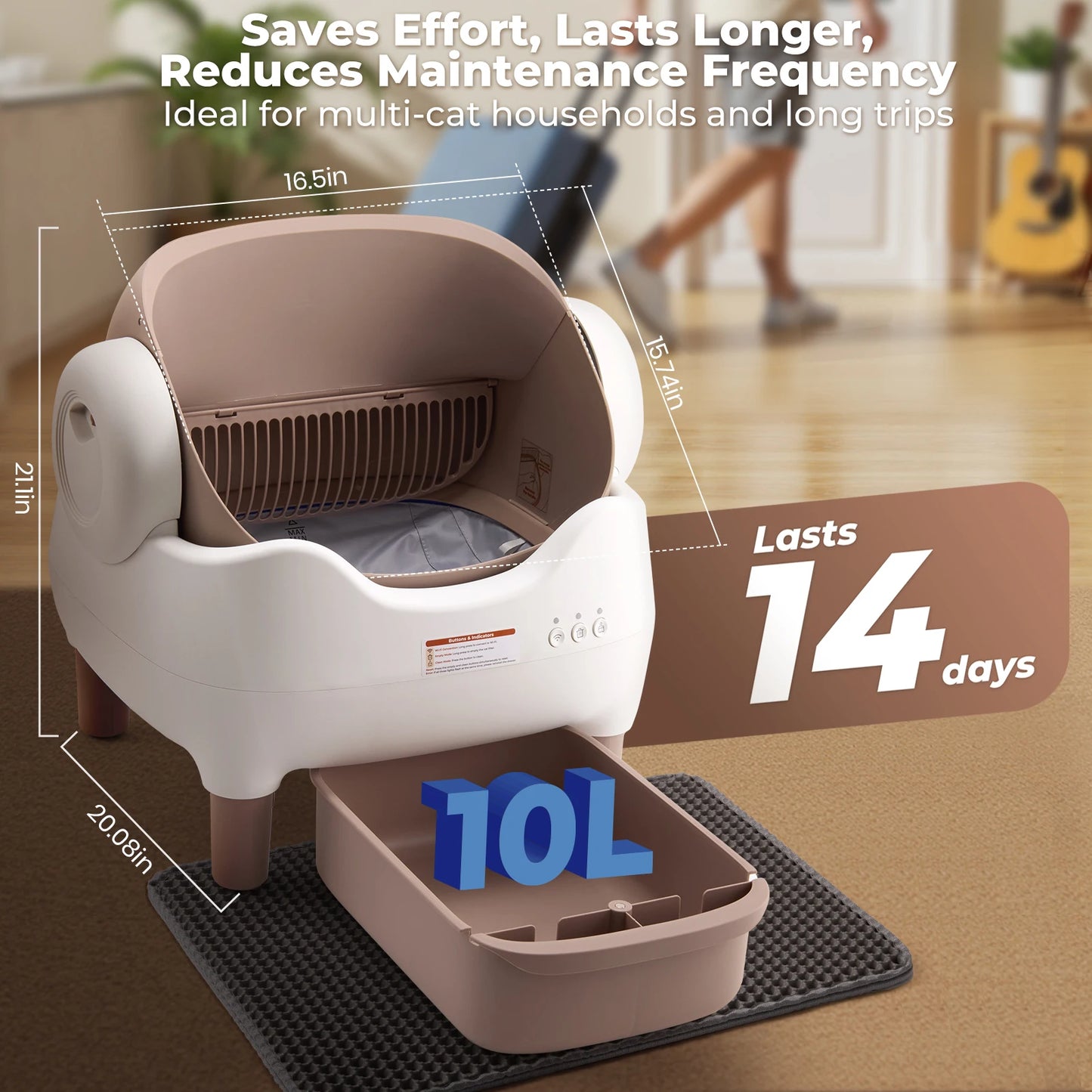Lunapurr Self Cleaning Litter Box With App Control For Multi Cats