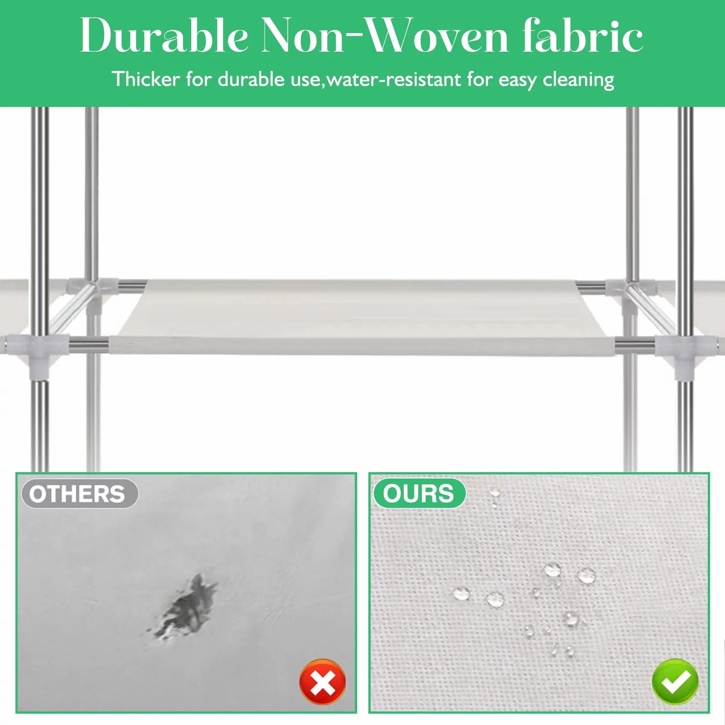 Nonwoven Fabric Closet Organizer Rack With Hanging Rod Portable