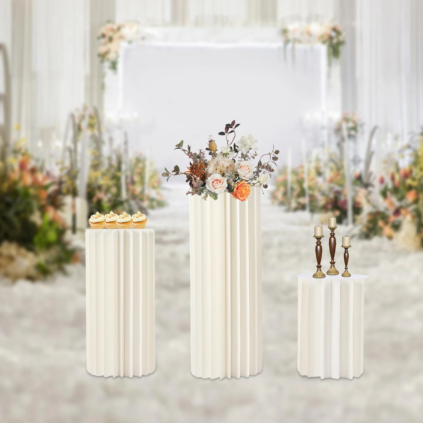 3PCS Foldable Cardboard Flower Stand Centerpiece Set For Weddings
