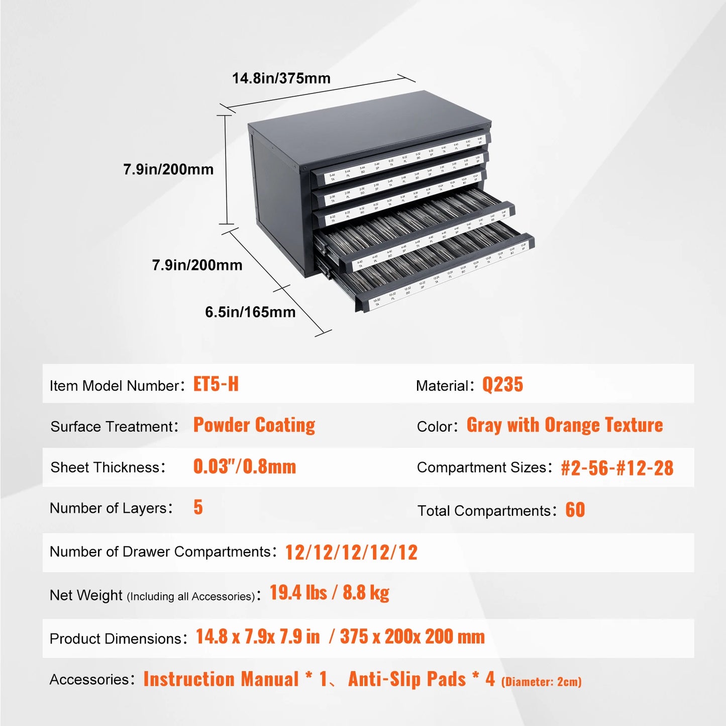 SucceBuy Steel Drill Bit Dispenser Cabinet With Three Drawers
