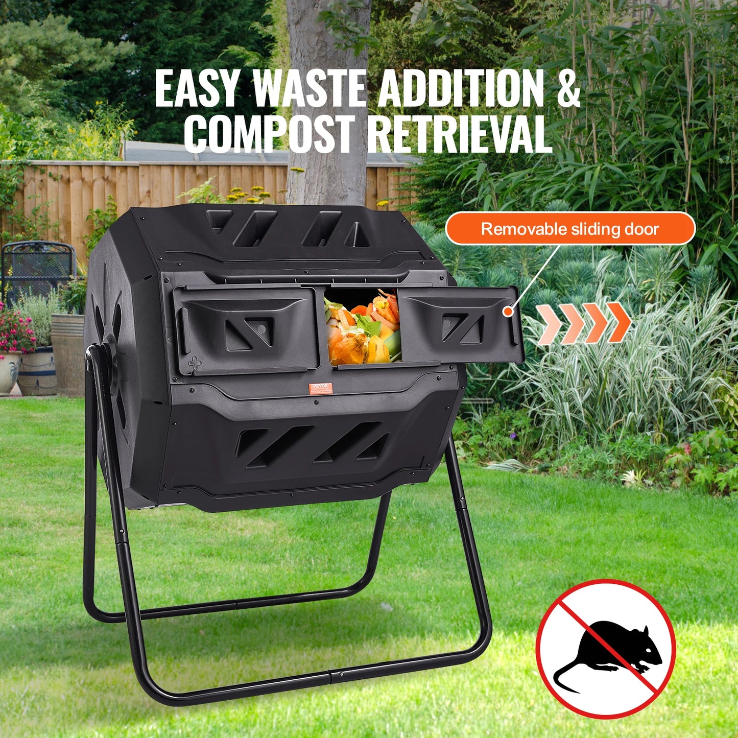 SucceBuy BPA Free Tumbling Compost Bin Dual Chamber Garden Yard