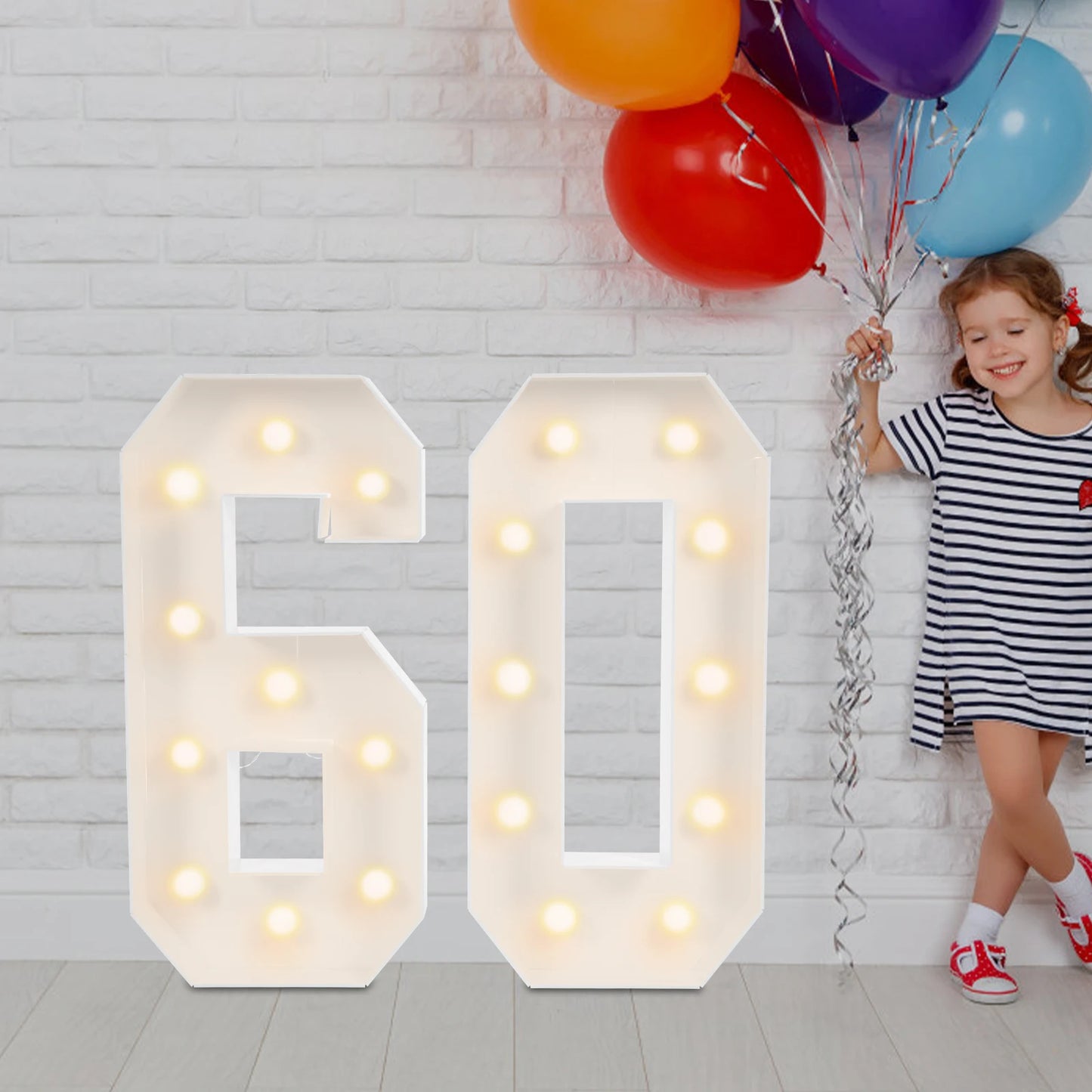 LED Light Up Birthday Numbers 30 40 50 60 Decorations