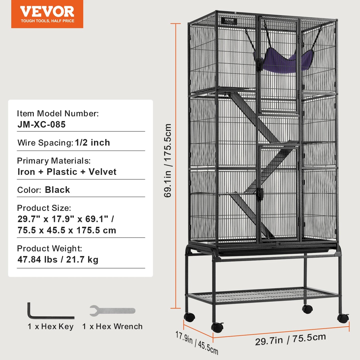 SucceBuy Rolling Metal Ferret Cage 4-Tier Critter Nation Small Animal Cage