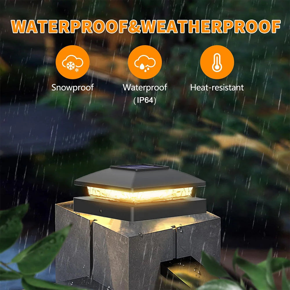 Solar Post Cap Light for Wooden and Vinyl Posts Outdoor