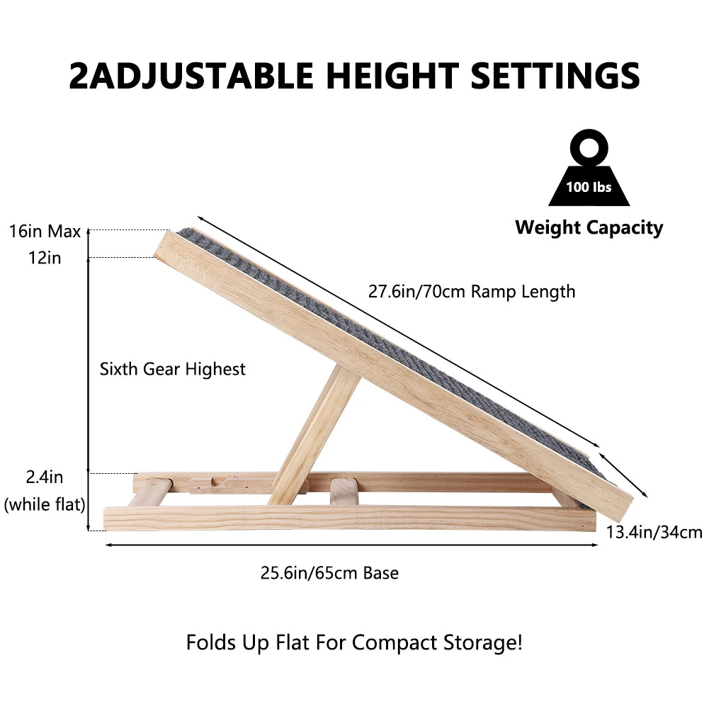 TWISTER.CK Pet Dog Ramp Ladder Natural Pine Folding Anti Skid