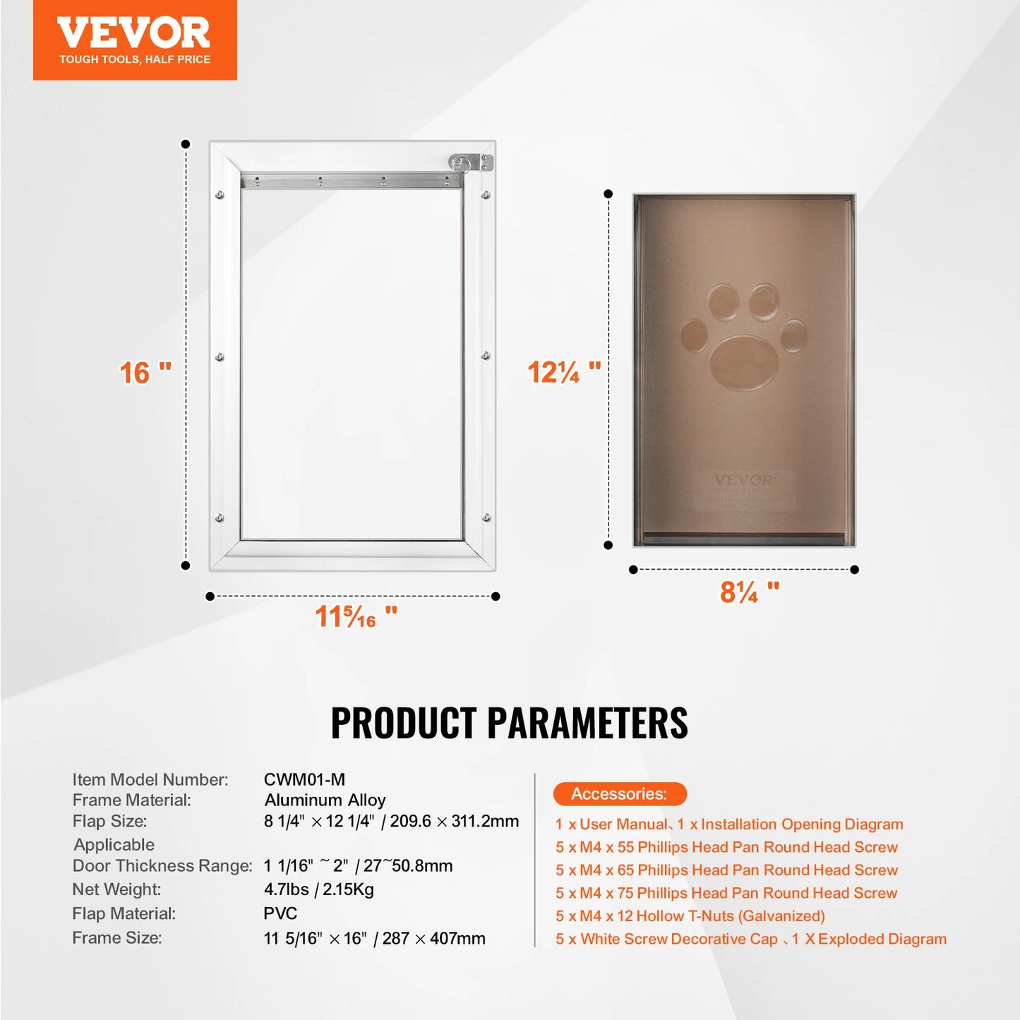 SucceBuy Pet Door With Aluminum Frame Locking Flap System Weatherproof