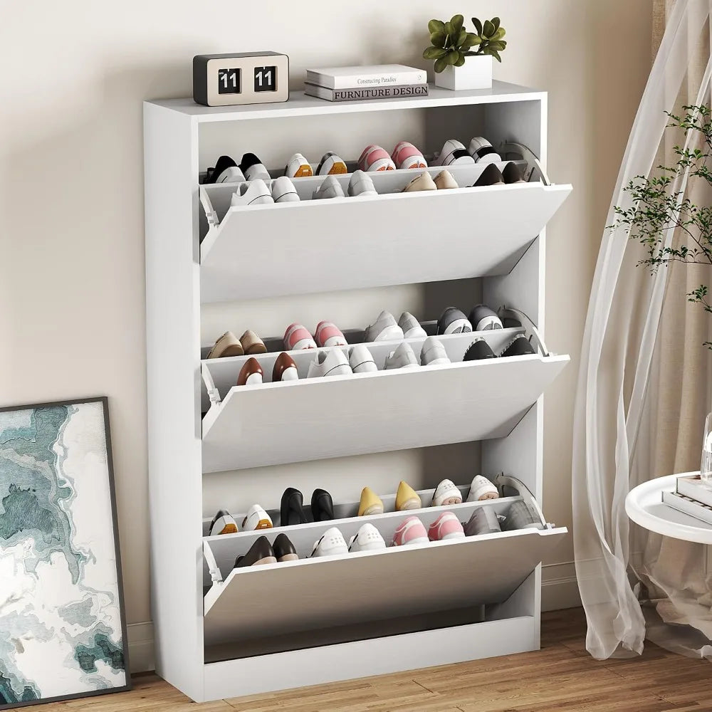 3 Drawer Flip Shoe Cabinet For Entryway And Hallway