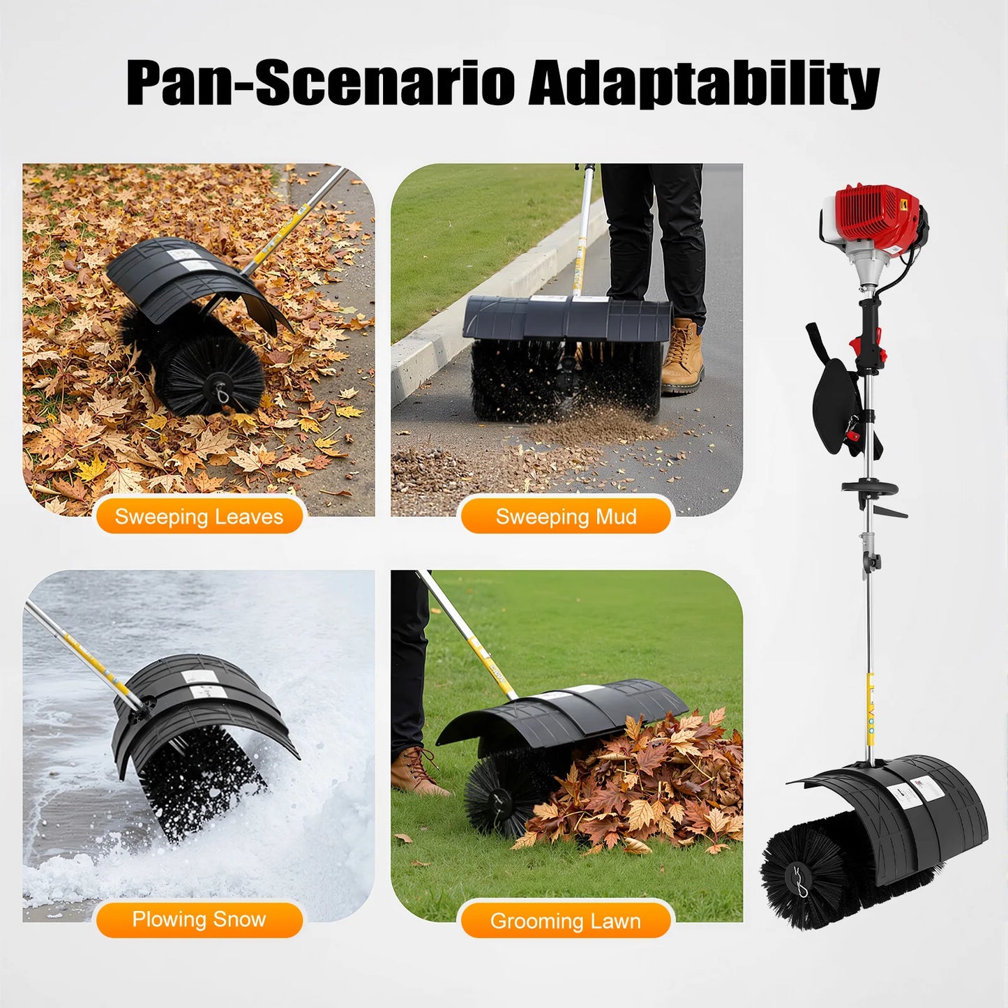 2.3HP Gas Powered Walk Behind Sweeper For Multi Surface Cleaning
