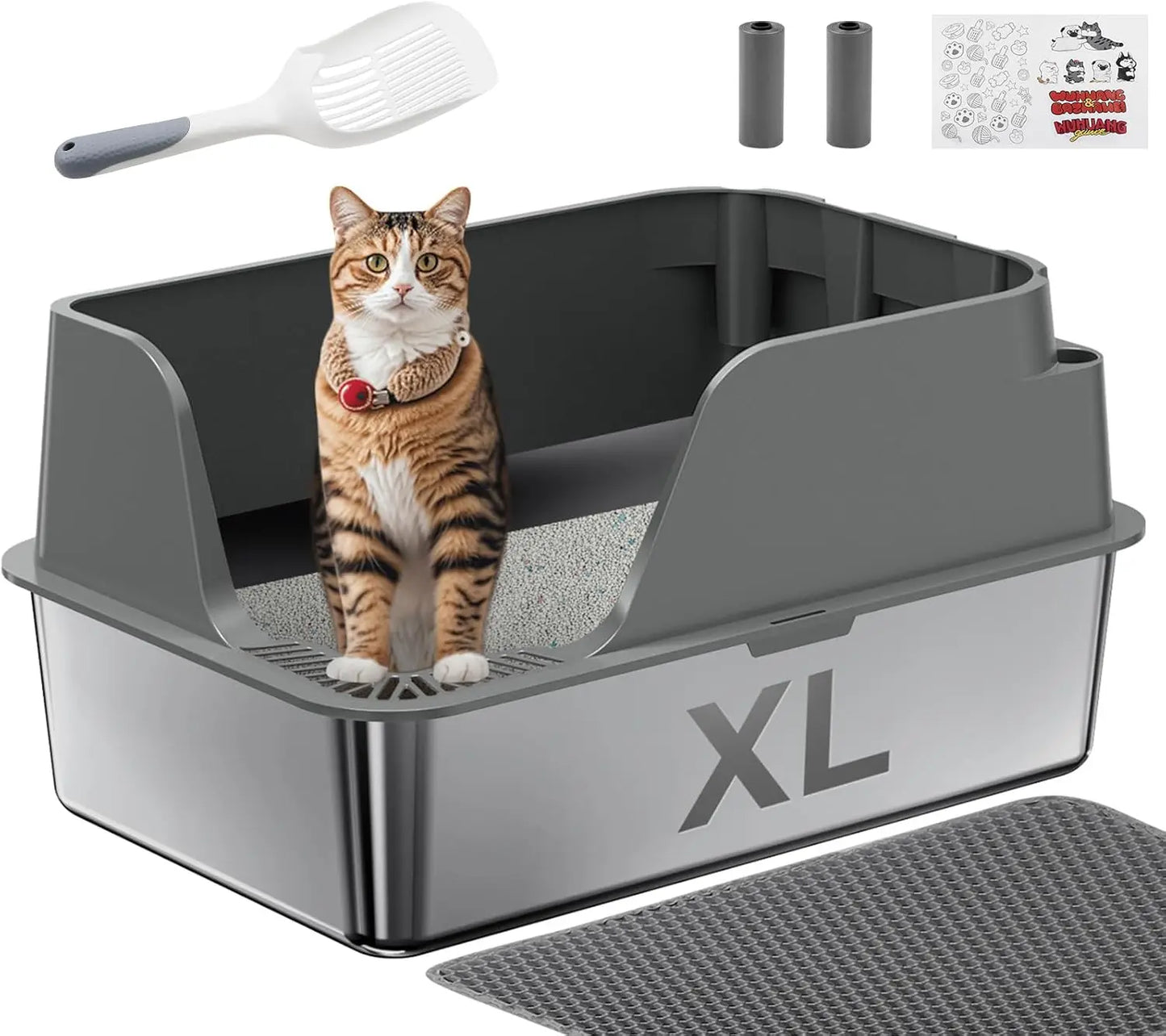 Stainless Steel Cat Litter Box With Lid Splash Proof Leak Proof