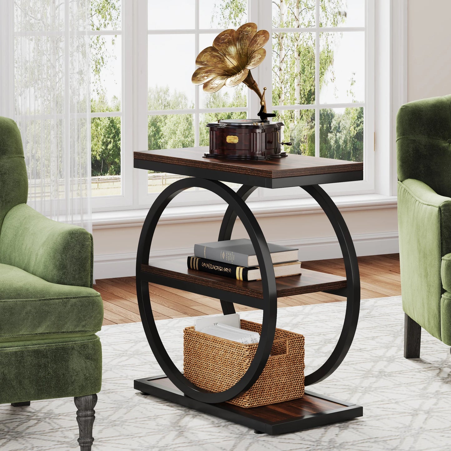 Tribesigns End Table With 3 Shelves, Industrial Narrow Side Table