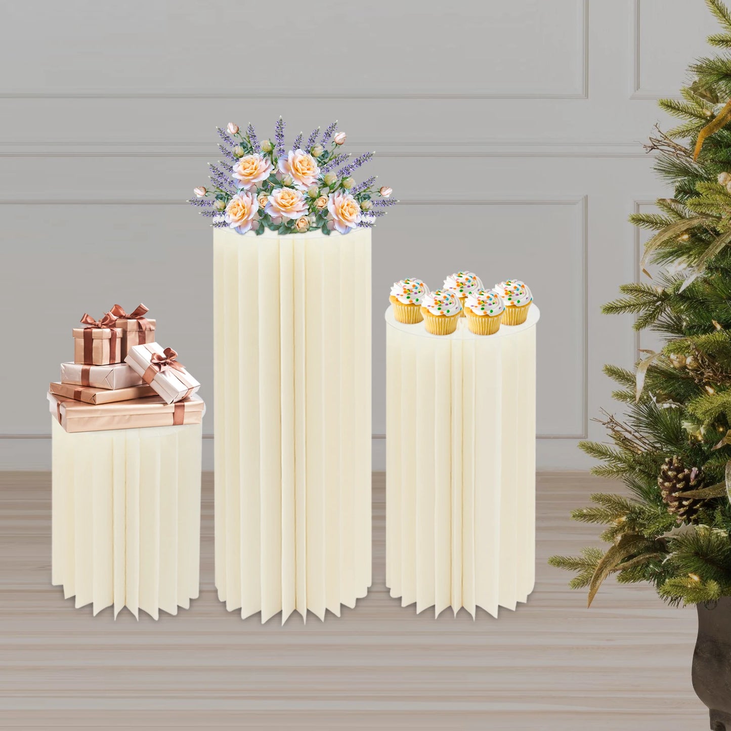 Wedding Flower Stand Cylinder Three-Piece Cardboard Centerpieces