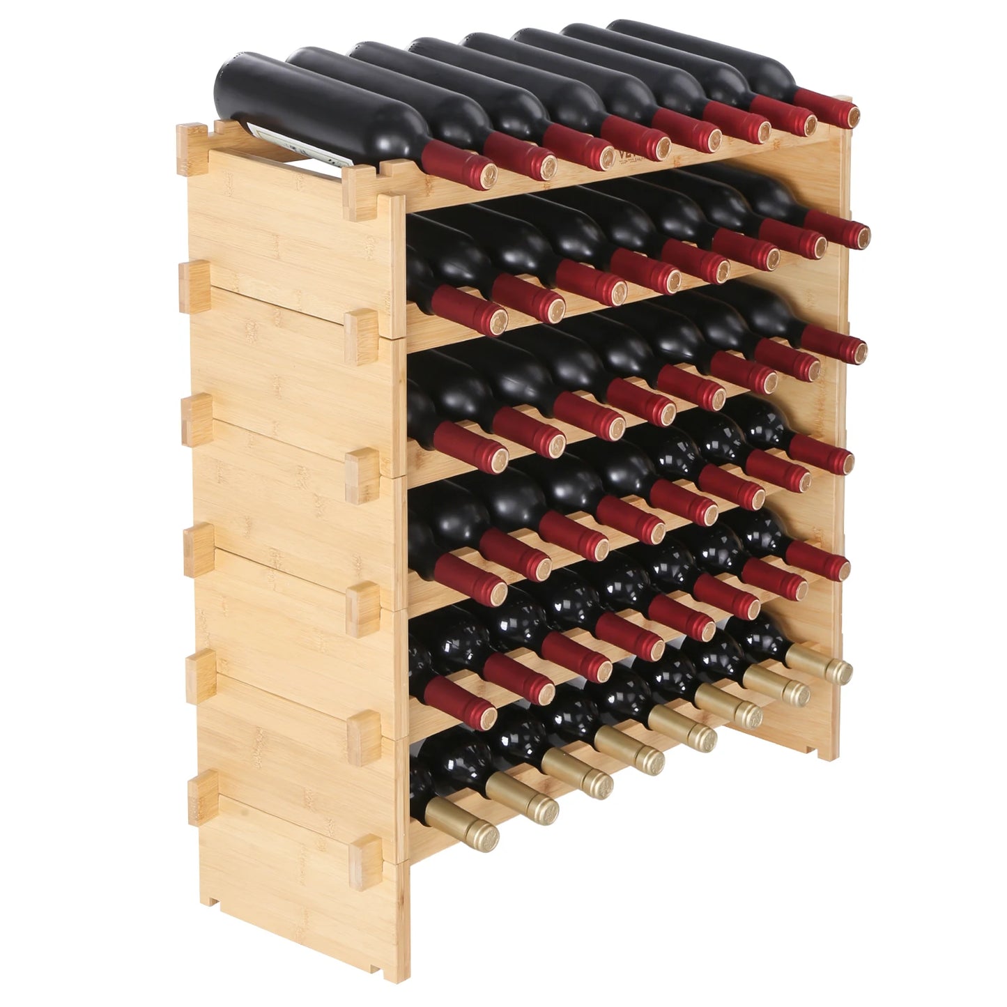 SucceBuy Bamboo Eight-Tier Stackable Wine Rack