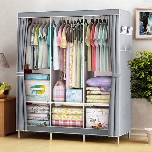 Nonwoven Fabric Closet Organizer Rack With Hanging Rod Portable