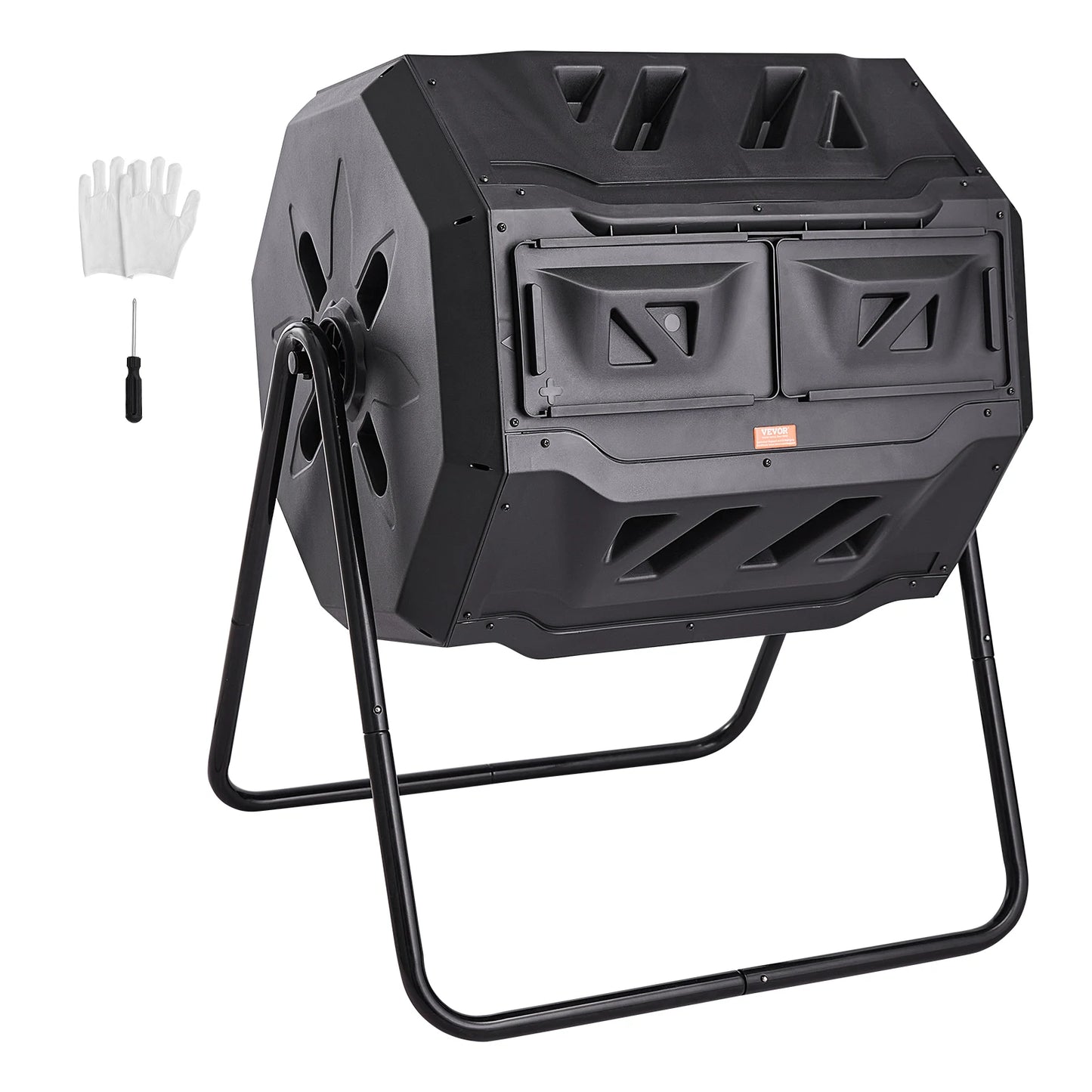 SucceBuy BPA Free Tumbling Compost Bin Dual Chamber Garden Yard