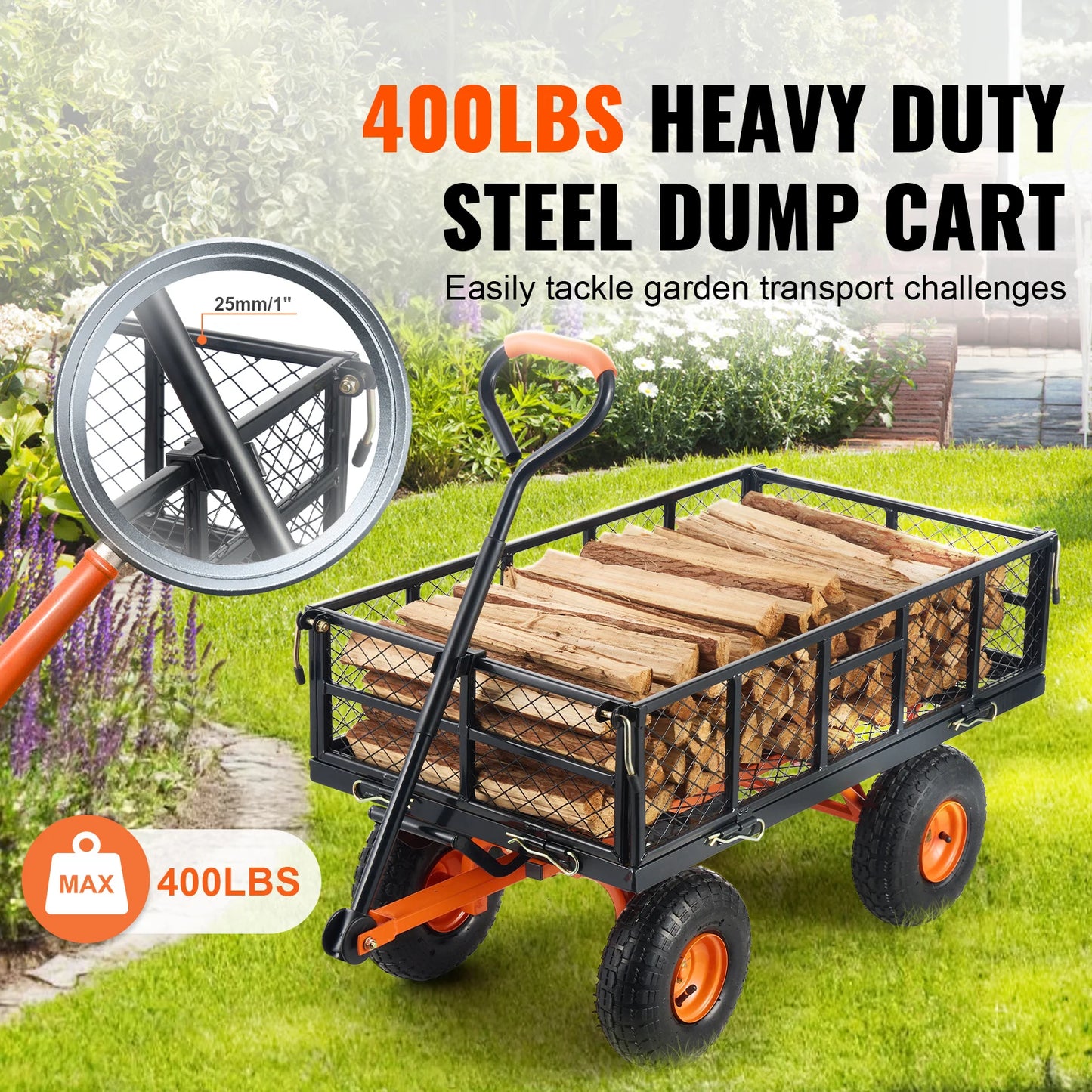 SucceBuy Garden Cart Utility Wagon With Dump Cart 400 880 Lbs Capacity