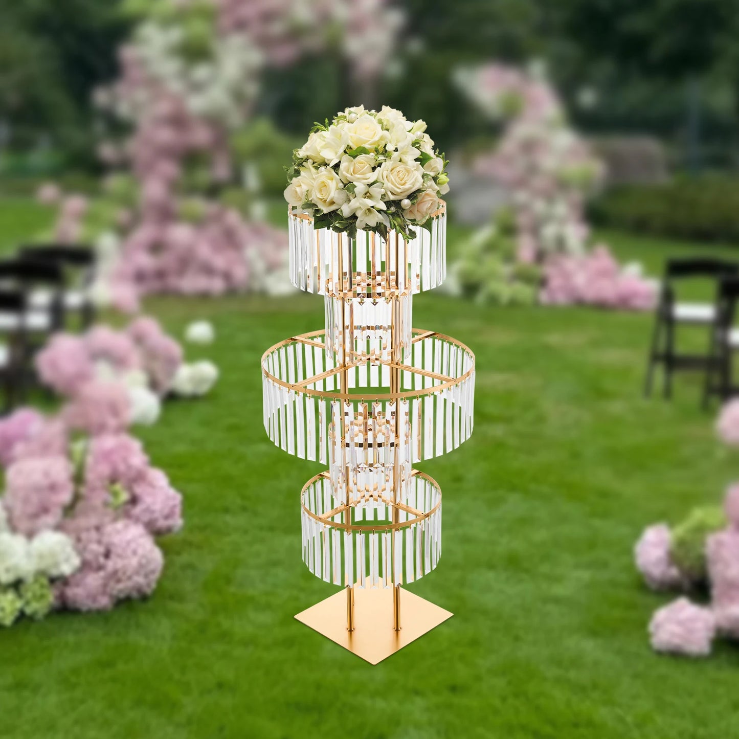 Five Tier Wedding Centerpiece Stand With Acrylic Flower Vase