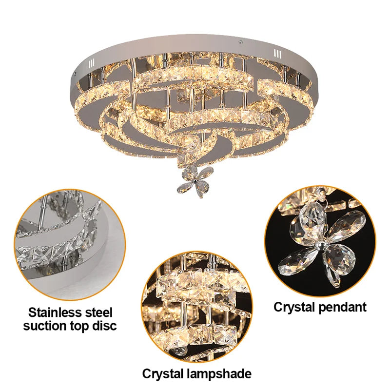 GreeLustr Crystal Led Ceiling Pendant Chandelier For Living Room