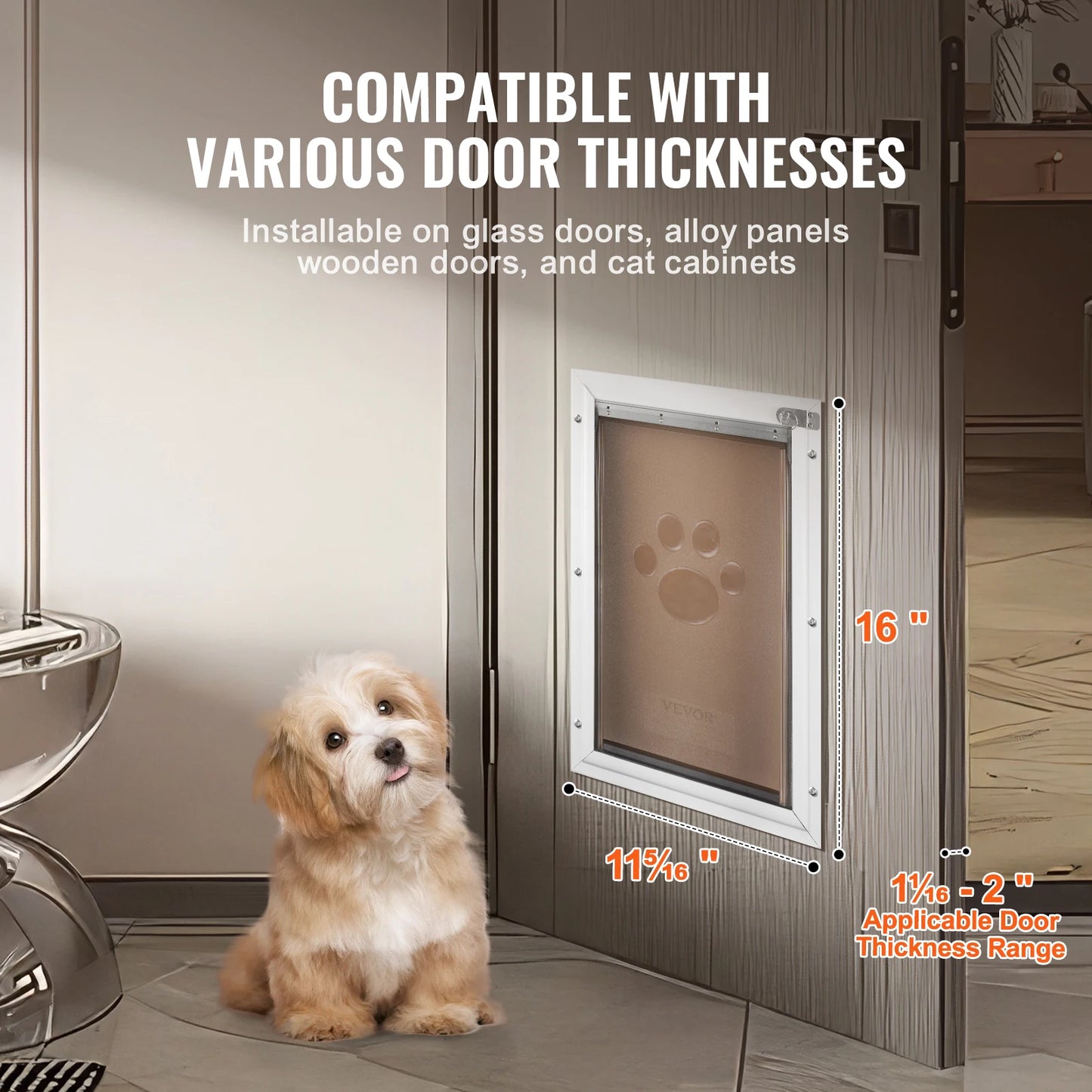 SucceBuy Pet Door With Aluminum Frame Locking Flap
