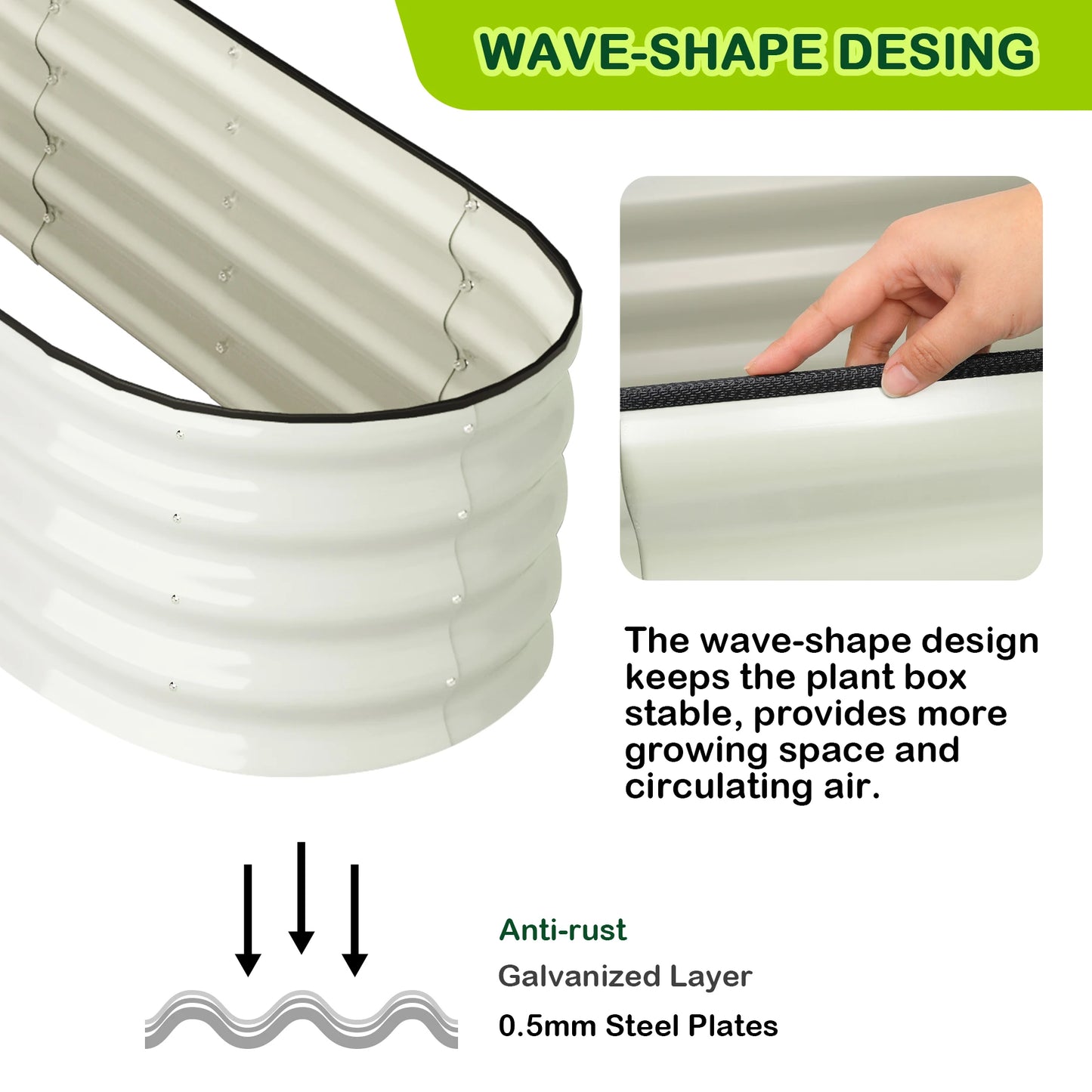 HiMISS Oval Raised Garden Bed Set Galvanized Planter Beds