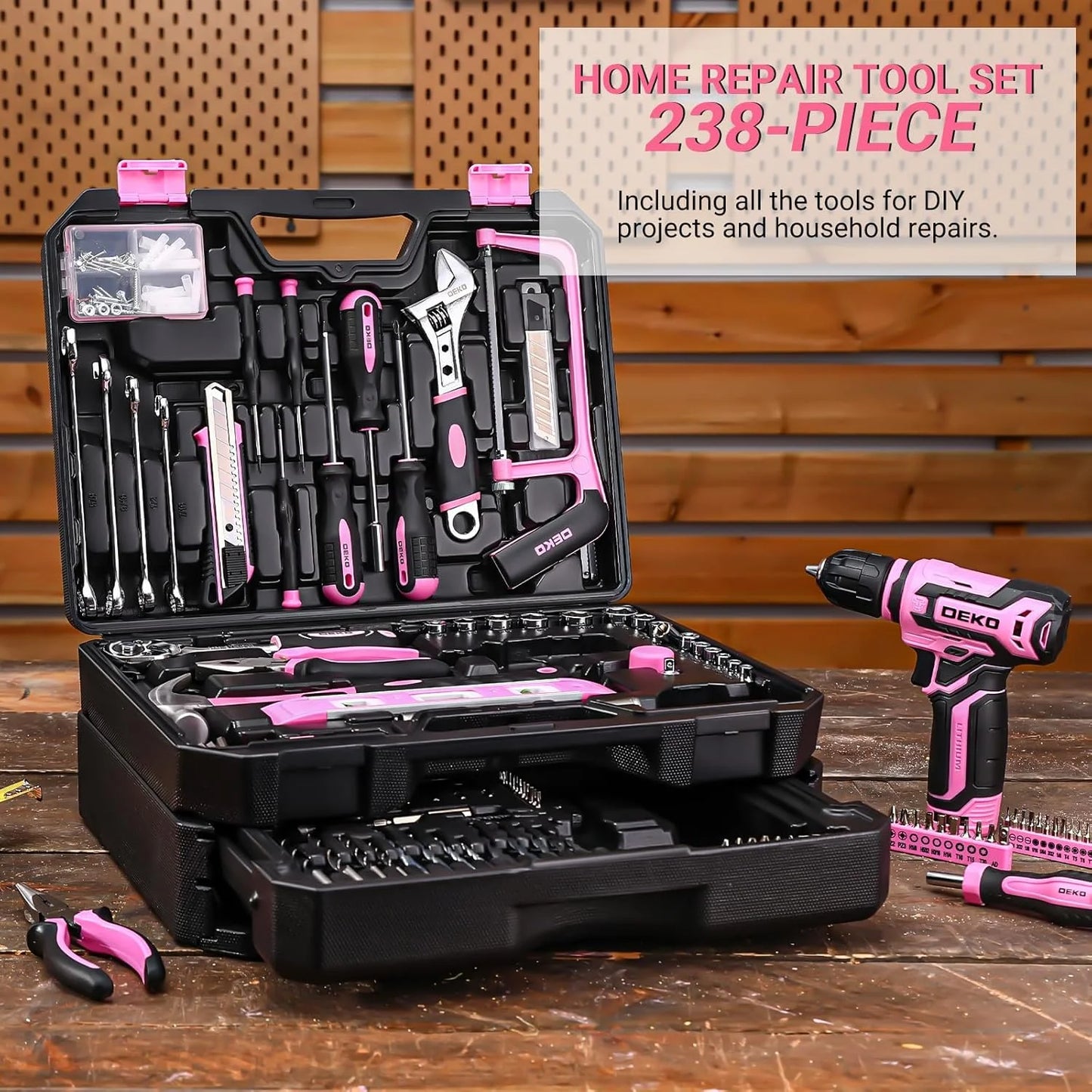 DEKO 12V Cordless Drill Set With Toolbox Storage Case