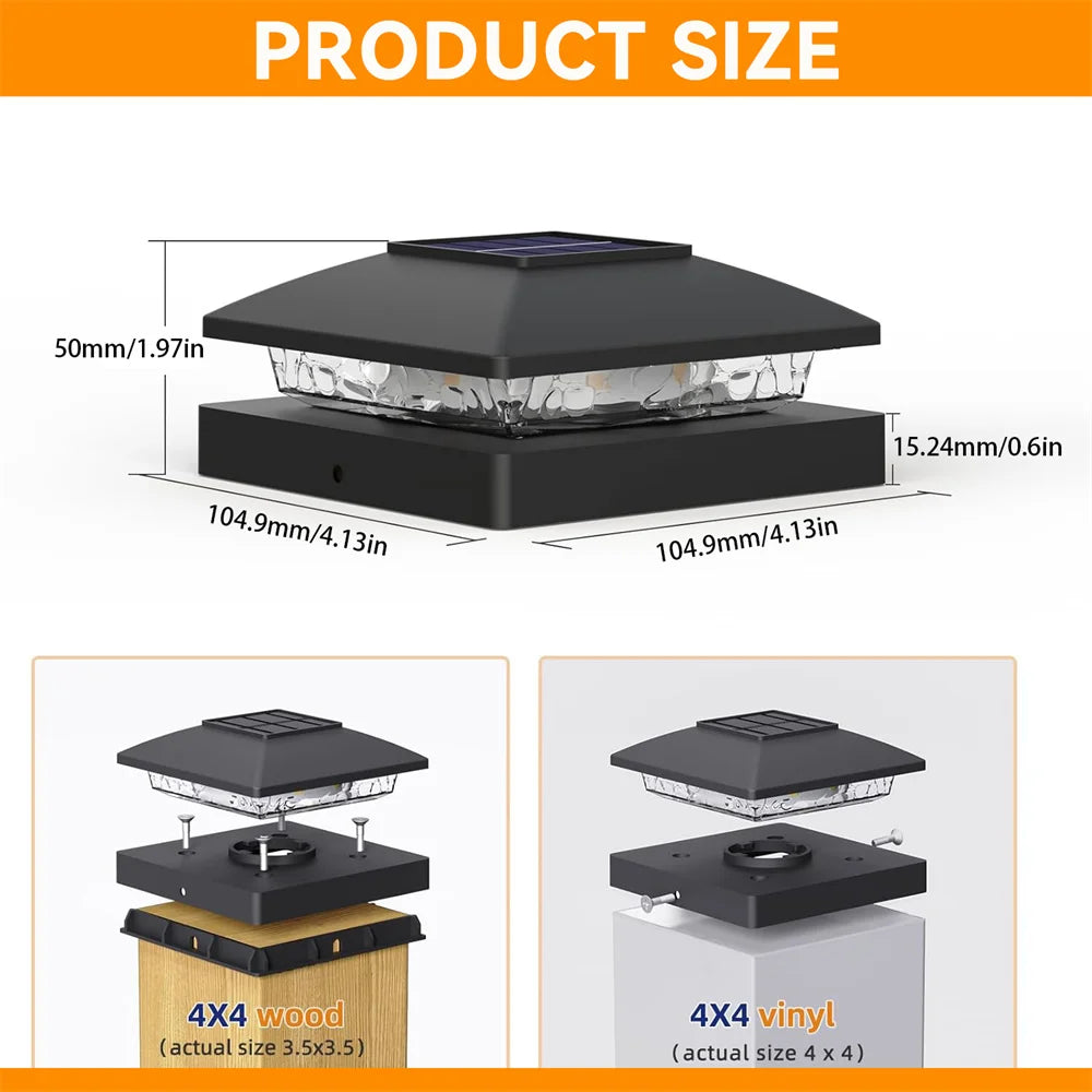Solar Post Cap Light for Wooden and Vinyl Posts Outdoor
