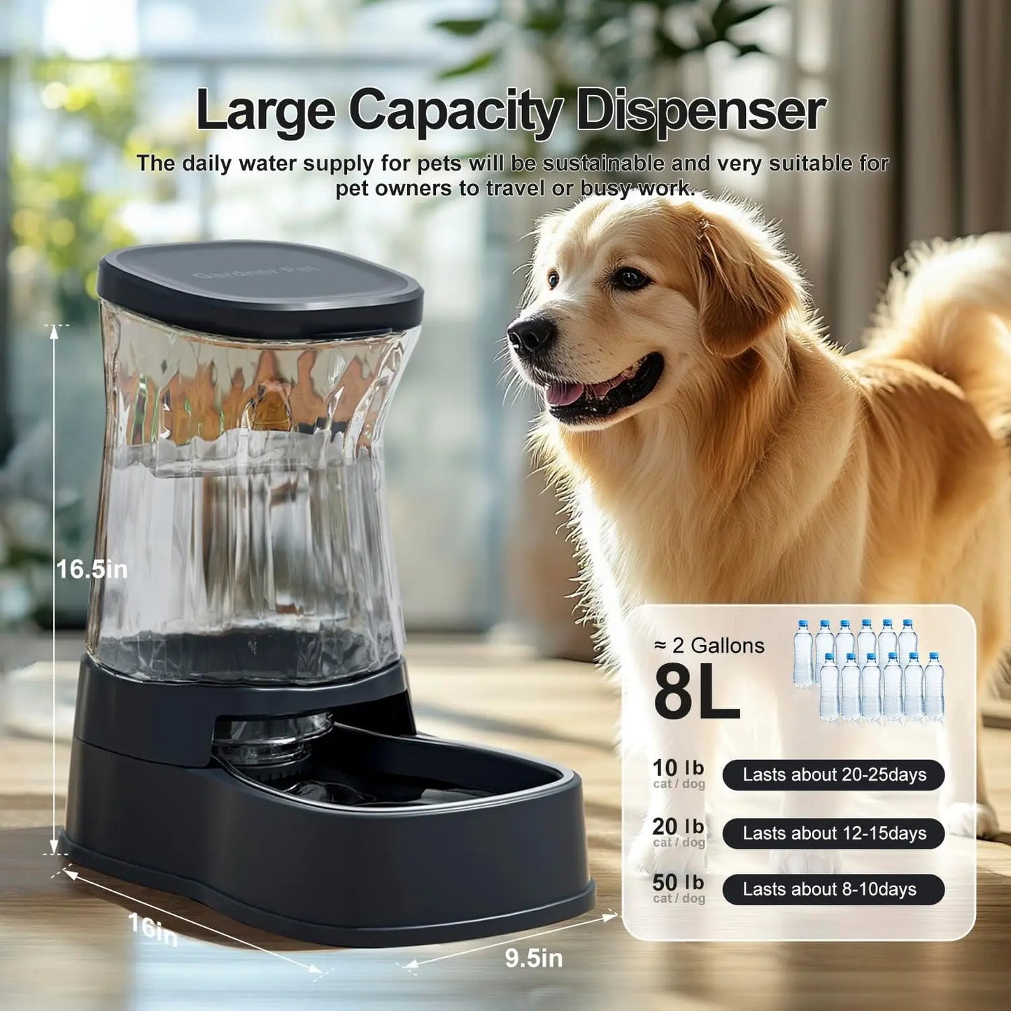 Automatic Pet Water Dispenser With Stainless Steel Bowl