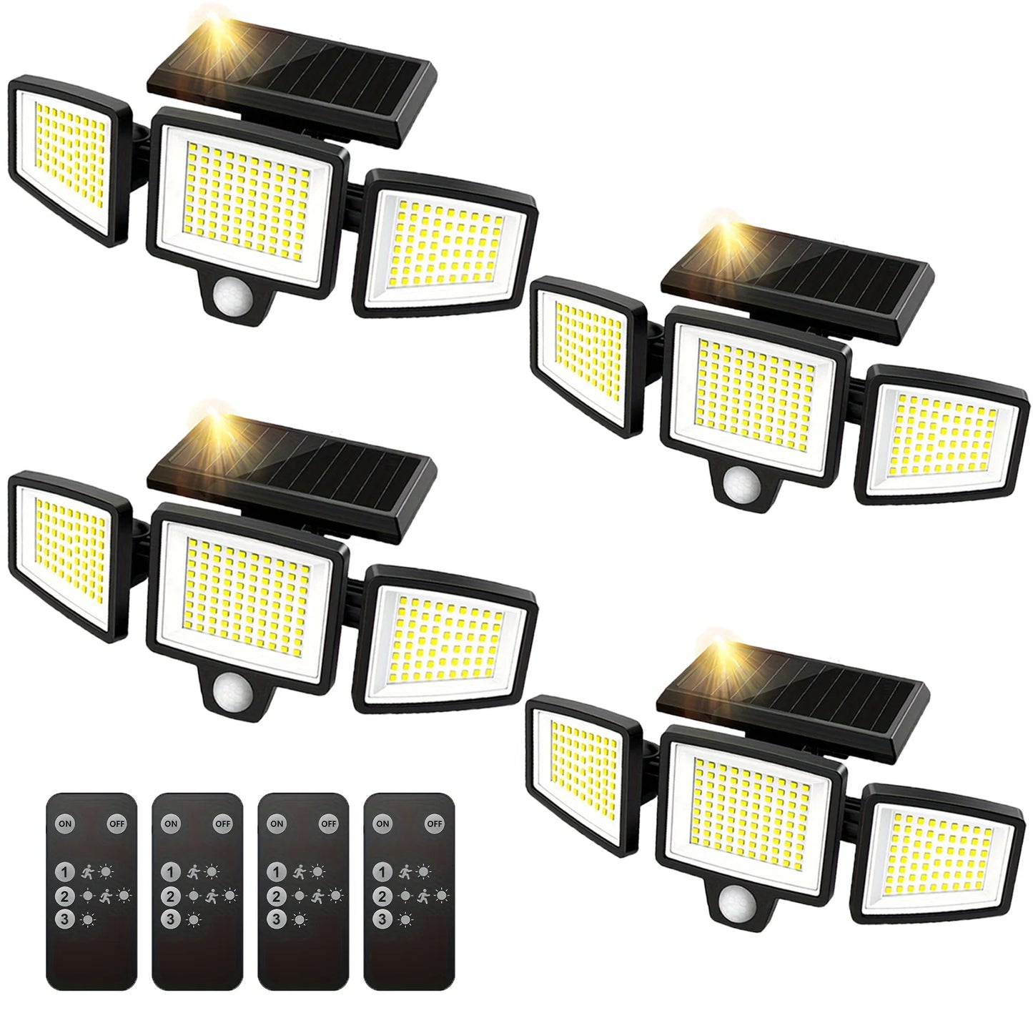 SZRSTH 3-Head Solar Outdoor Motion Sensor Light With Wireless Remote
