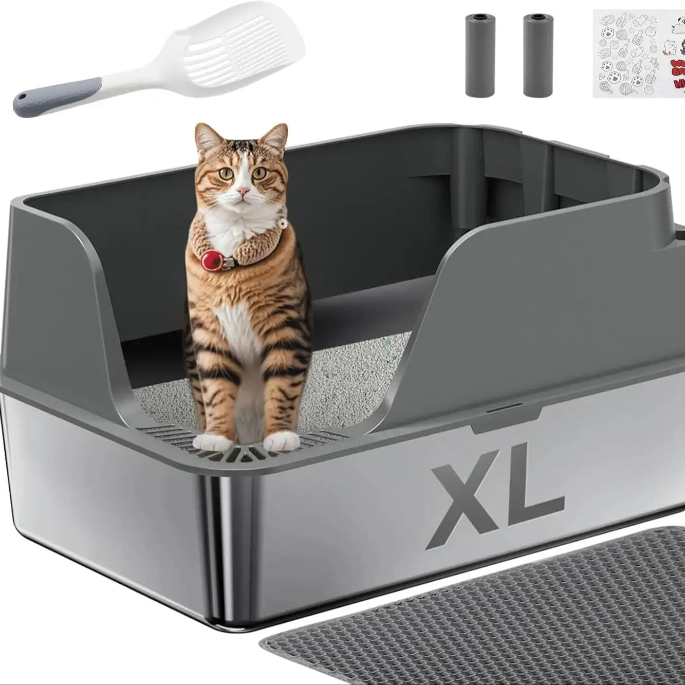 Stainless Steel Cat Litter Box With Lid Splash Proof Leak Proof