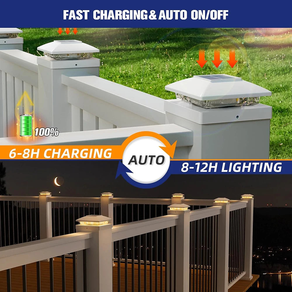Solar Post Cap Light for Wooden and Vinyl Posts Outdoor