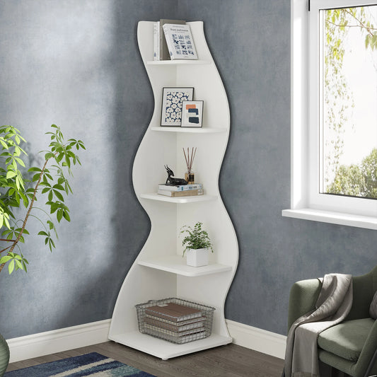 Tribesigns 5-Tier Corner Shelf Wall Mounted Bookshelf Plant Stand