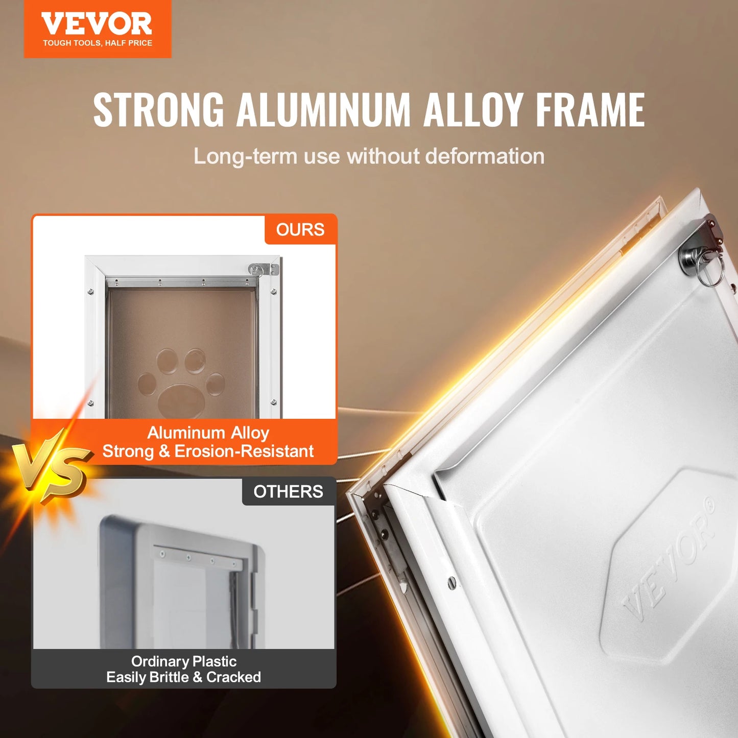 SucceBuy Pet Door With Aluminum Frame Locking Flap System Weatherproof