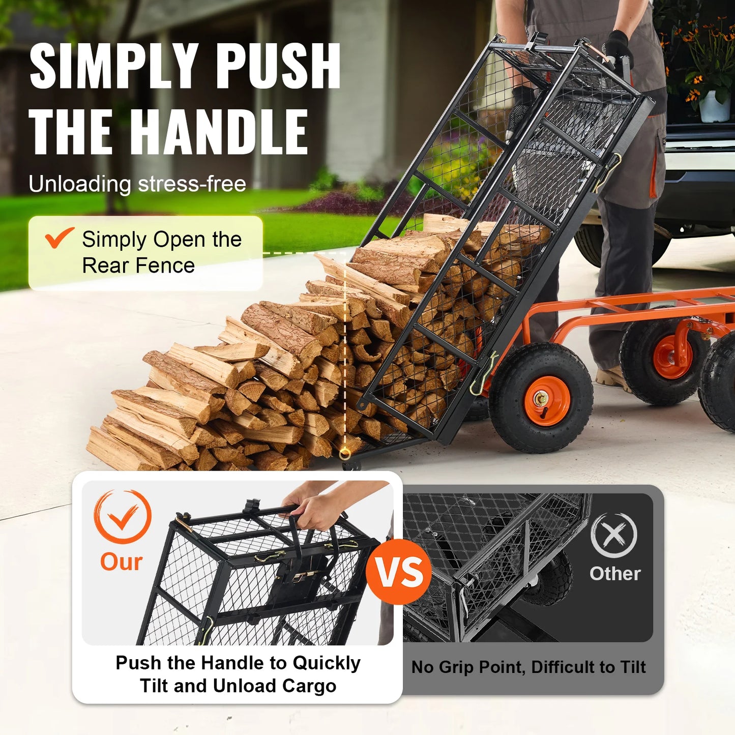 SucceBuy Garden Cart Utility Wagon With Dump Cart 400 880 Lbs Capacity