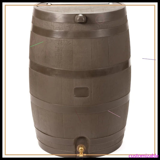 Rain Barrel With Brass Spigot Flat Back Design Water Collection