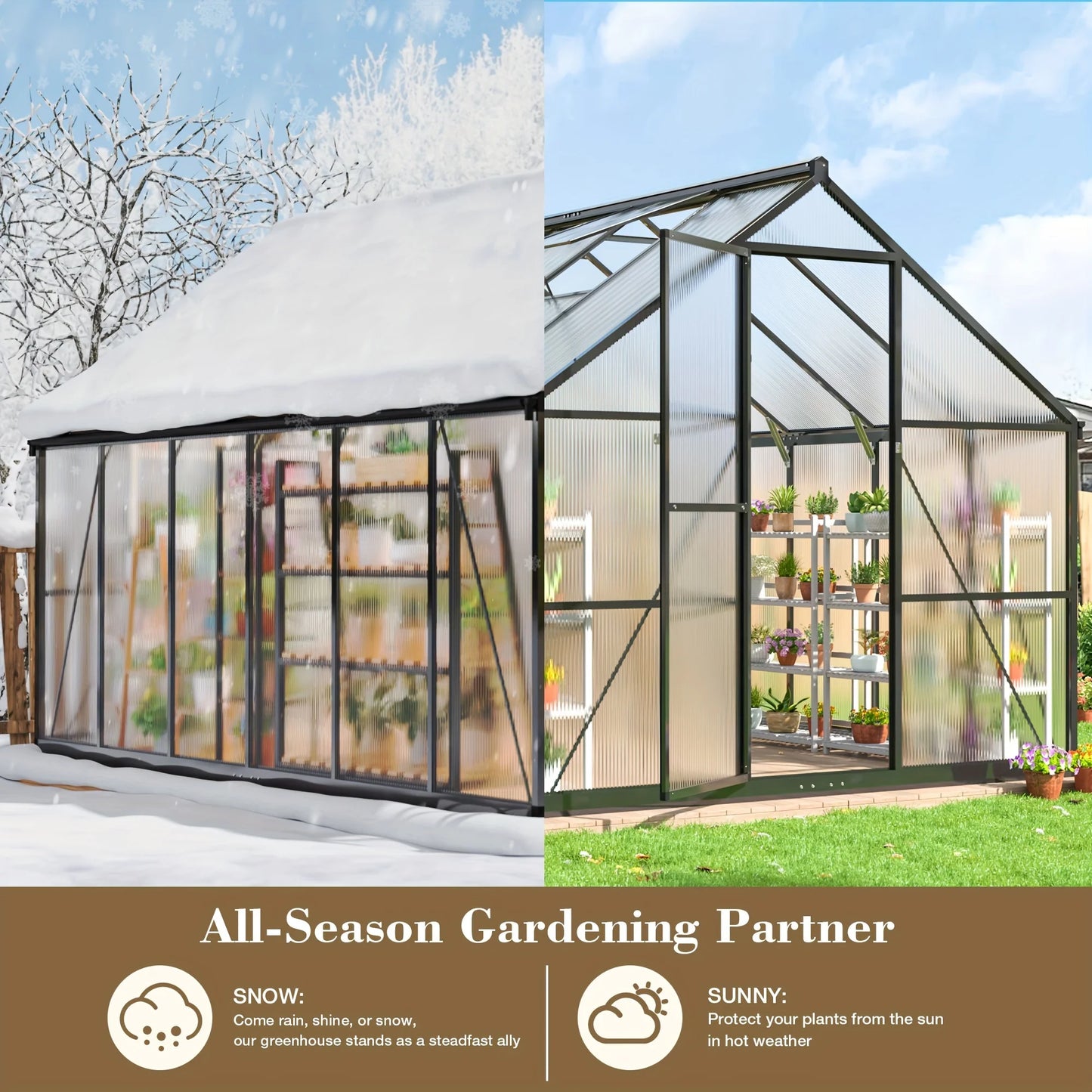 VIWAT Polycarbonate Greenhouse Panels With Aluminum Frame