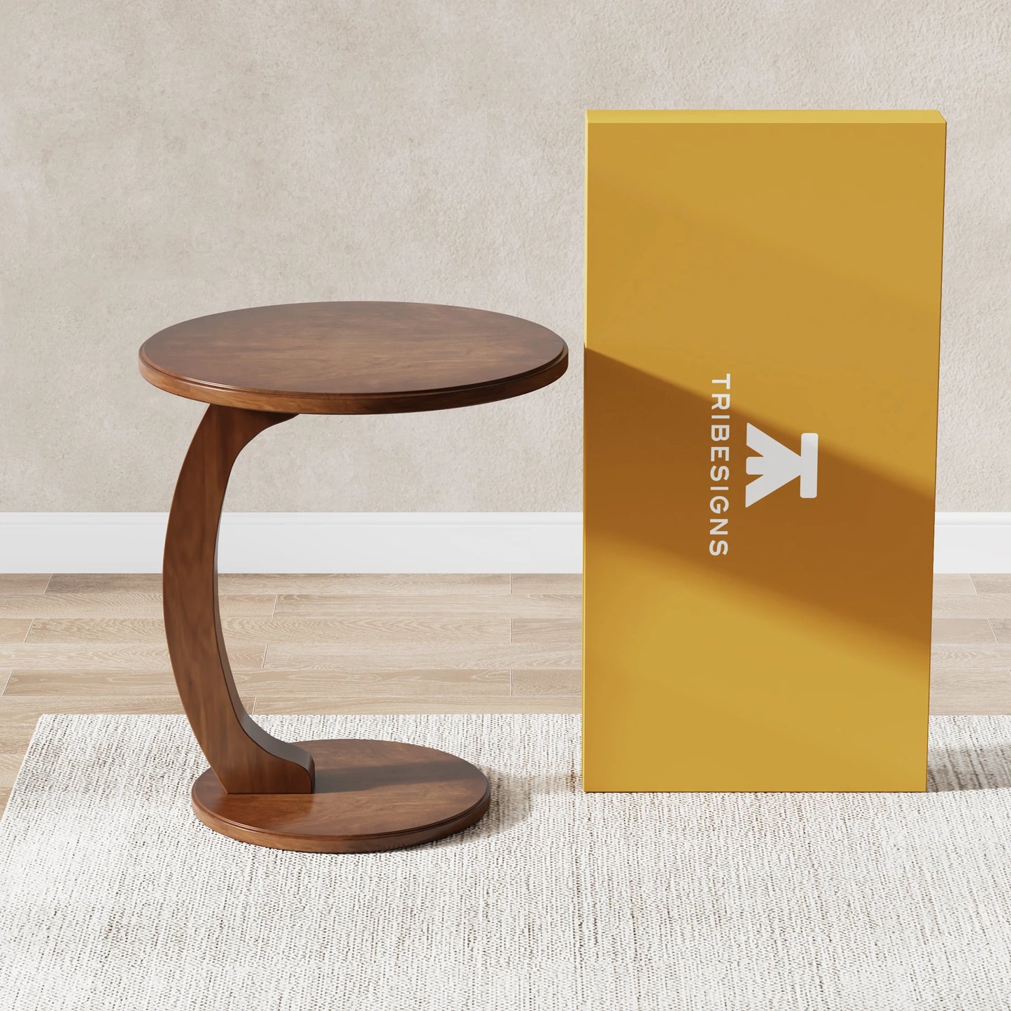 Tribesigns Round Wood End Table Mid Century Side Table