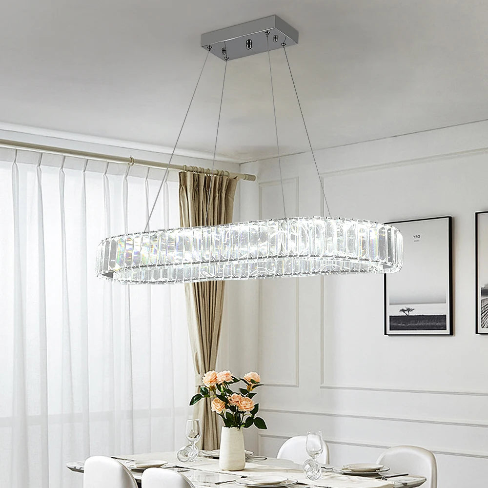 VETRULUS Modern Luxury Crystal Oval Led Chandelier Ceiling Light