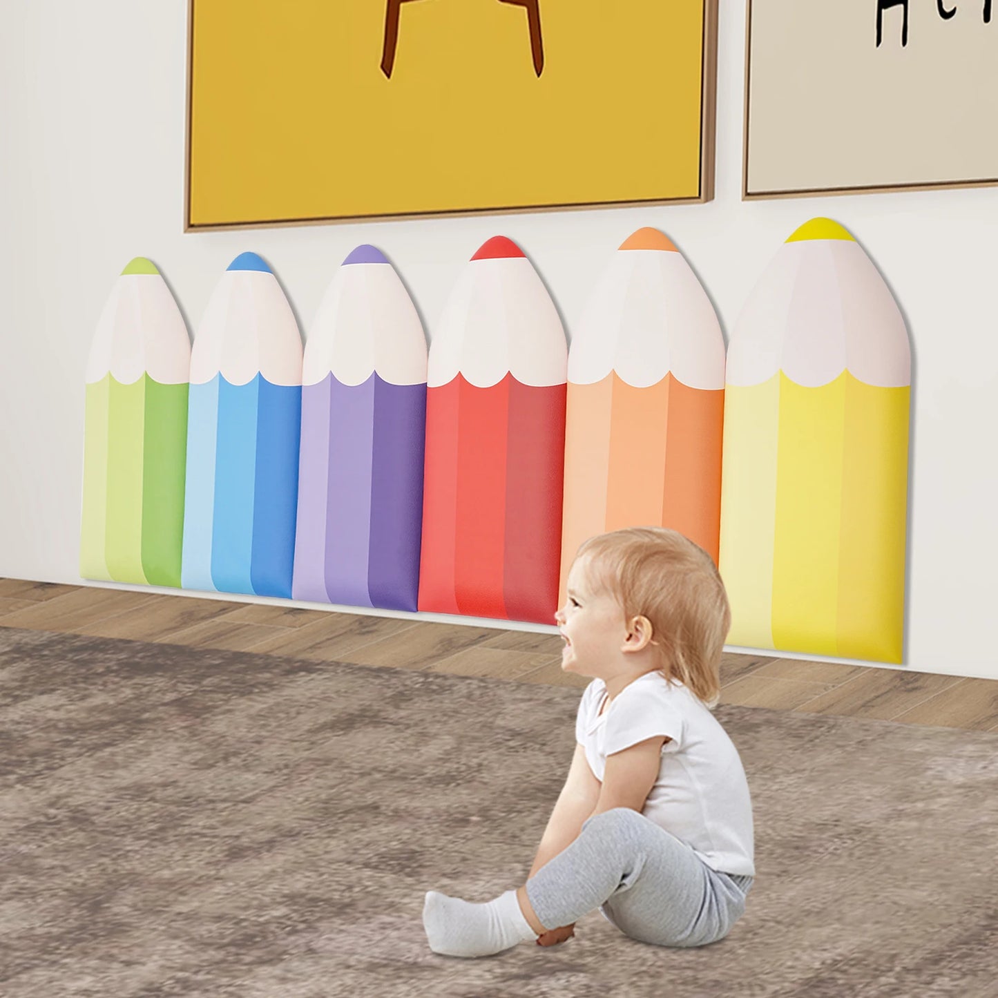 6-Piece Pencil Wall Stickers Self-Adhesive Padding For Kids