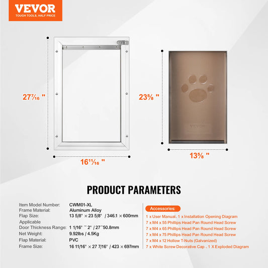 SucceBuy Pet Door Aluminum Frame with Locking Flap System