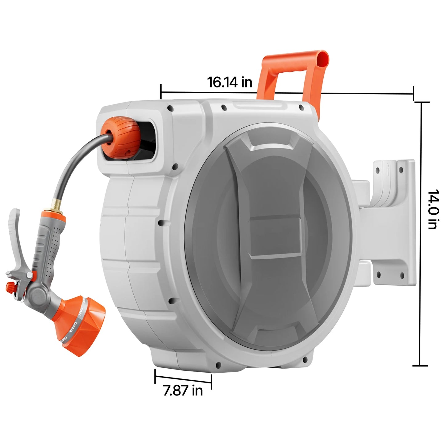 SucceBuy Retractable Garden Hose Reel Wall-Mounted With 9-Pattern Nozzle