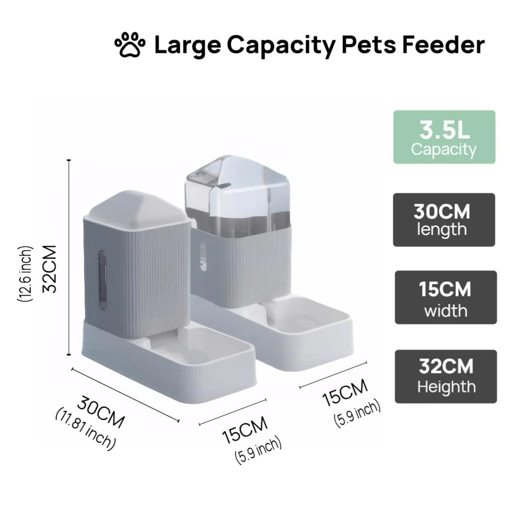 Automatic Pet Feeder And Water Dispenser AllInOne Gravity Set